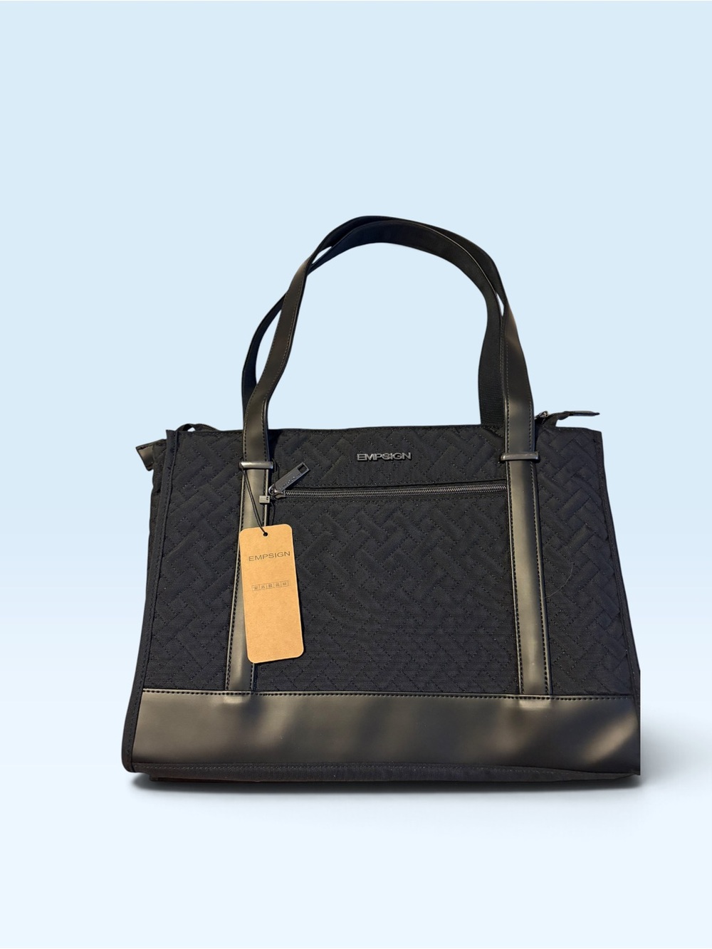 Empsign Black Quilted Tote Bag Lapbag
